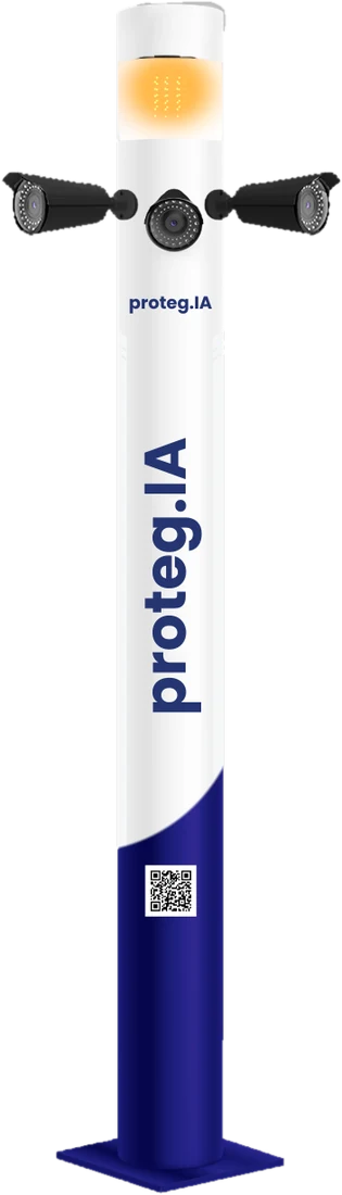 Totem Proteg.IA branco e azul